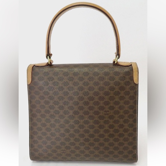 Celine Tan and Brown Patterned Satchel - Picture 2 of 11